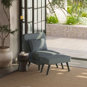 3 in 1 Foldable Linen Chaise Lounge with Adjustable Backrest, Footrest & Detachable Pillow, Convertible Chair Bed, Accent Chair