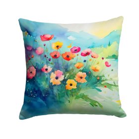 Anemones in Watercolor Throw Pillow Machine Washable, Indoor Outdoor Decorative Pillow for Couch, Bed or Patio, 18Hx18W