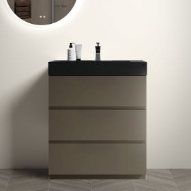 Alice 30" Gray Bathroom Vanity with Sink, Large Storage Freestanding Bathroom Vanity for Modern Bathroom