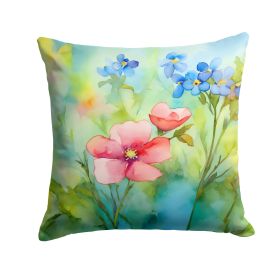 Alaska Forget-me-nots in Watercolor Throw Pillow Machine Washable, Indoor Outdoor Decorative Pillow for Couch, Bed or Patio, 18Hx18W