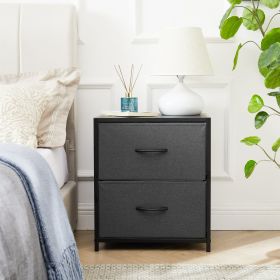 2 Drawer Fabric Nightstand, Grey Finish