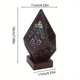 1pc Bohemian Floor Light; Ambient Light; LED Diamond Shaped Star Projection Light; Bedside Night Lamp (Style: Flower)