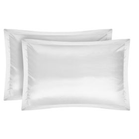 2 Pack Soft Silky Satin Pillow Case Hypoallergenic Breathable Bed Pillow Cover Queen Size Pillowcase Great for Hair Skin (Color: White)