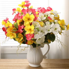 12 Bundles Artificial Hibiscus Flowers for Outdoor Silk Hibiscus Faux Plants Realistic UV Resistant Flowers for Outside Planter Porch Patio Balco (Color: Yellow,pink,white)